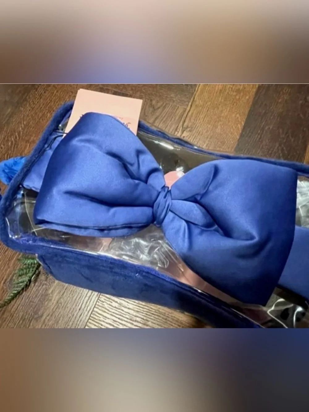Juicy Couture Blue Velvet Rhinestone Bow Top Cosmetic Case